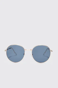 Round Metal Sunglasses | BoohooMAN UK