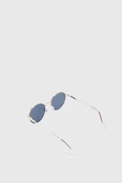 Round Metal Sunglasses | BoohooMAN UK