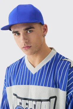 Satin Snapback In Blue | BoohooMAN UK