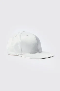 Satin Snapback In Silver | BoohooMAN UK