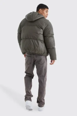 Sheen Quilted Nylon Puffer With Hood | BoohooMAN UK