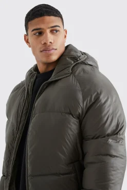 Sheen Quilted Nylon Puffer With Hood | BoohooMAN UK