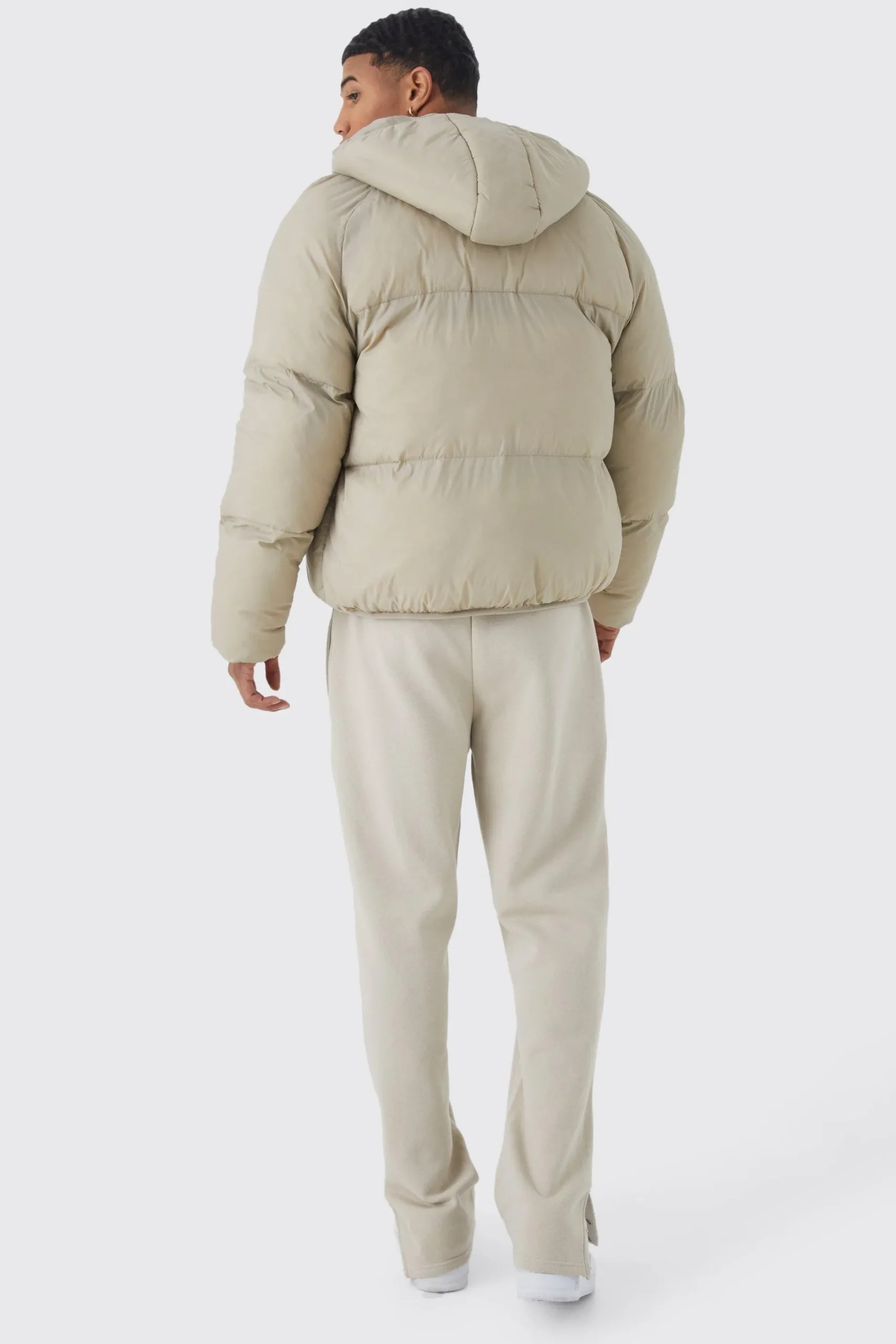 Sheen Quilted Nylon Puffer With Hood | BoohooMAN UK