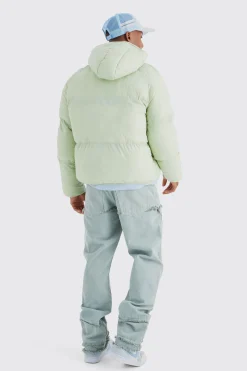Sheen Quilted Nylon Puffer With Hood | BoohooMAN UK