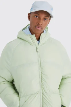 Sheen Quilted Nylon Puffer With Hood | BoohooMAN UK