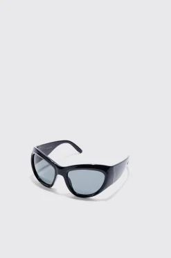 Shield Lens Metallic Frame Sunglasses | BoohooMAN UK
