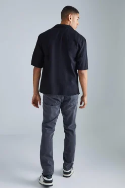 Short Sleeve Asymetric Hem Shirt | BoohooMAN UK