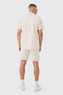 Short Sleeve Aztec Stripe Oversized Shirt & Short | BoohooMAN UK