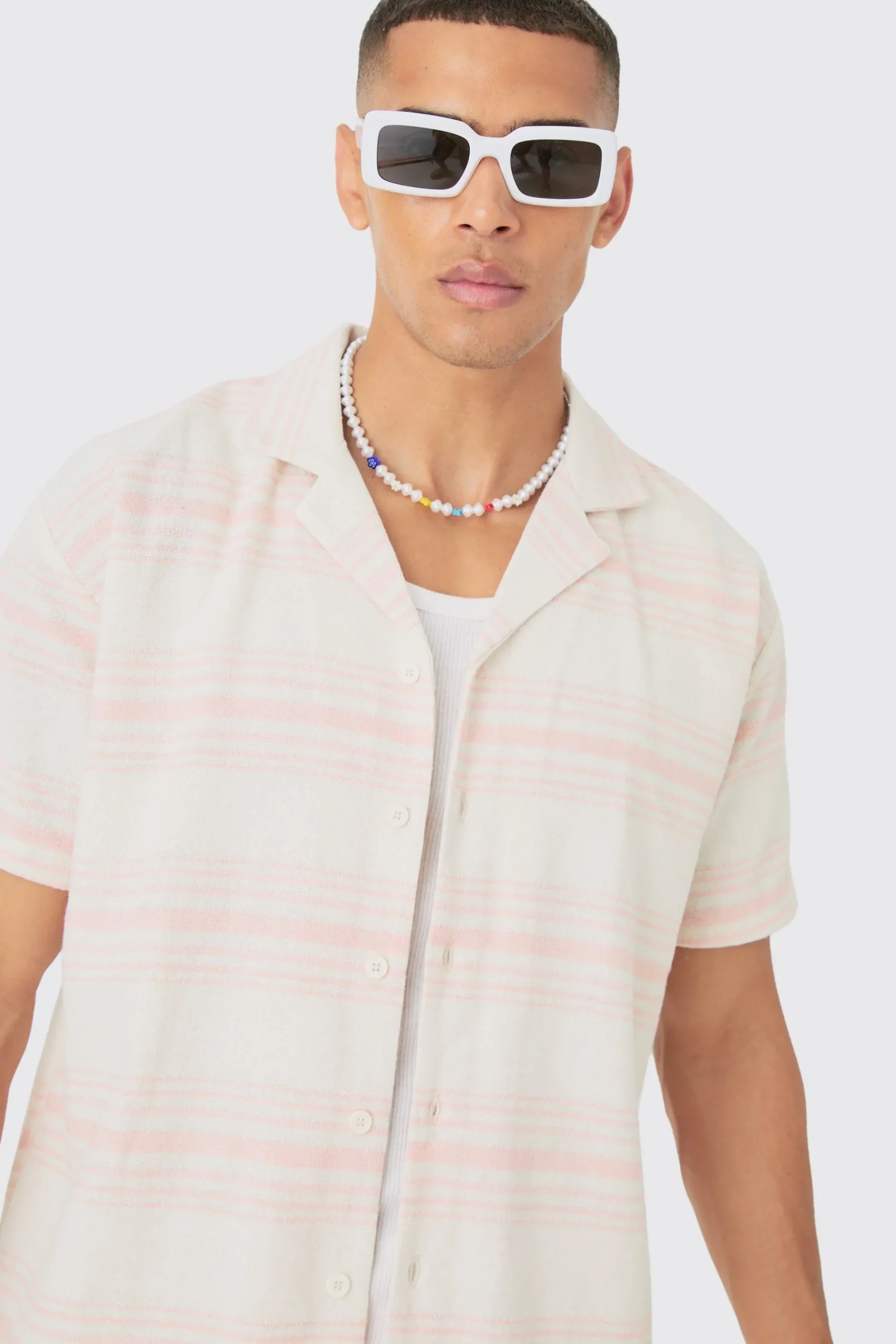 Short Sleeve Aztec Stripe Oversized Shirt & Short | BoohooMAN UK