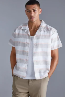 Short Sleeve Boxy Colour Pop Stripe Shirt | BoohooMAN UK