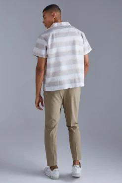 Short Sleeve Boxy Colour Pop Stripe Shirt | BoohooMAN UK