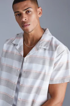 Short Sleeve Boxy Colour Pop Stripe Shirt | BoohooMAN UK