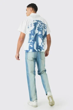 Short Sleeve Boxy Double Statue Shirt | BoohooMAN UK