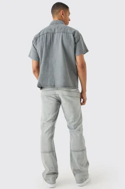Short Sleeve Boxy Fit Denim Shirt | BoohooMAN UK