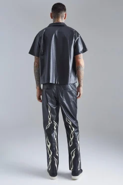Short Sleeve Boxy Flame Hem Set | BoohooMAN UK