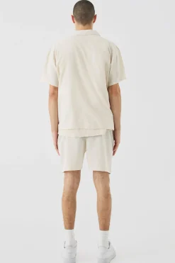 Short Sleeve Boxy Linen Shirt & Short | BoohooMAN UK