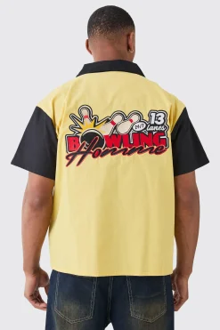 Short Sleeve Boxy Poplin Bowling Homme Shirt | BoohooMAN UK