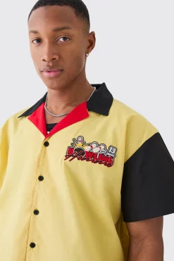 Short Sleeve Boxy Poplin Bowling Homme Shirt | BoohooMAN UK
