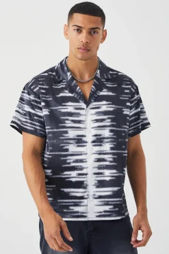 Short Sleeve Boxy Rhinestone Satin Shirt | BoohooMAN UK