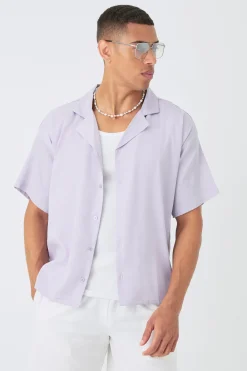 Short Sleeve Boxy Satin Look Shirt | BoohooMAN UK