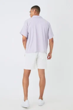 Short Sleeve Boxy Satin Look Shirt | BoohooMAN UK
