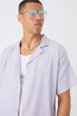 Short Sleeve Boxy Satin Look Shirt | BoohooMAN UK