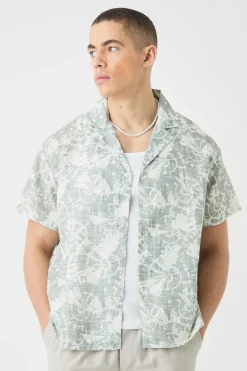 Short Sleeve Boxy Slub Tie Dye Shirt | BoohooMAN UK