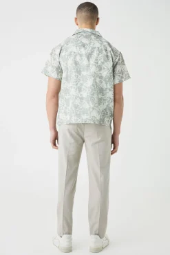 Short Sleeve Boxy Slub Tie Dye Shirt | BoohooMAN UK