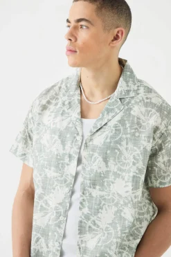 Short Sleeve Boxy Slub Tie Dye Shirt | BoohooMAN UK
