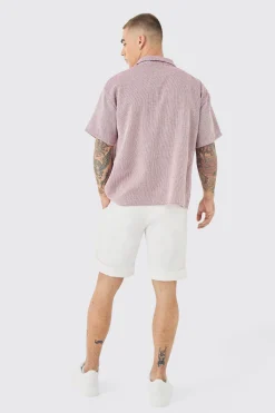 Short Sleeve Boxy Textured Shirt | BoohooMAN UK