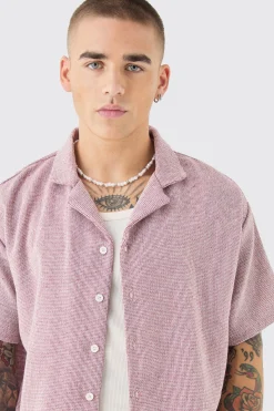 Short Sleeve Boxy Textured Shirt | BoohooMAN UK