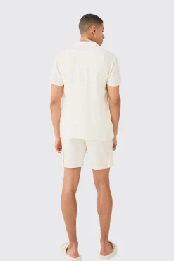Short Sleeve Cargo Pocket Shirt & Swim Set | BoohooMAN UK