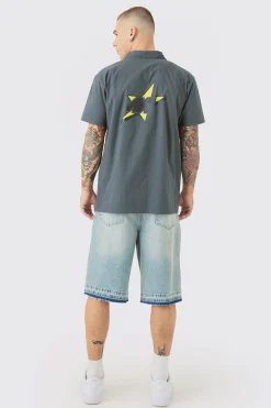 Short Sleeve Concealed Placket Moto Poplin Shirt | BoohooMAN UK