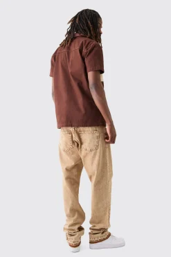 Short Sleeve Contrast Pocket Twill Shirt | BoohooMAN UK