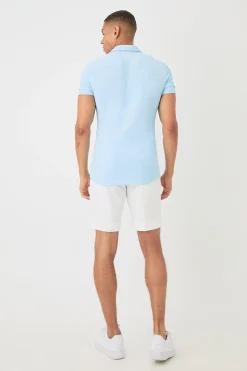 Short Sleeve Crinkle Muscle Fit Shirt | BoohooMAN UK