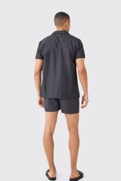 Short Sleeve Cross Shirt & Swim Set | BoohooMAN UK