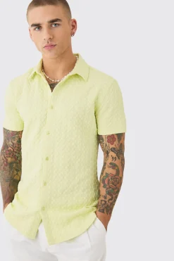 Short Sleeve Diamond Muscle Fit Shirt | BoohooMAN UK