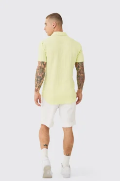 Short Sleeve Diamond Muscle Fit Shirt | BoohooMAN UK