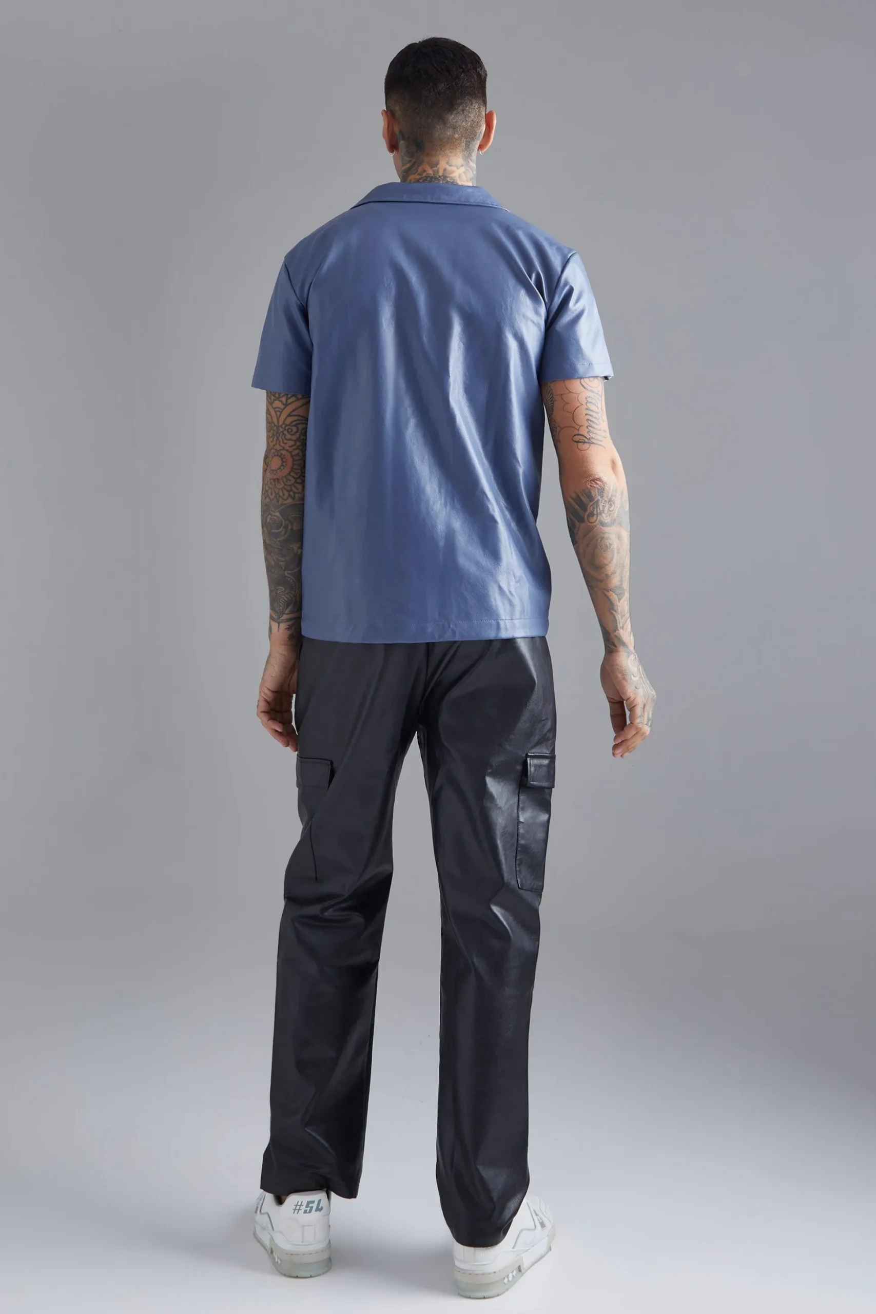 Short Sleeve Dropped Revere Tape Detail Shirt | BoohooMAN UK