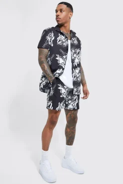 Short Sleeve Floral Shirt And Swim Short | BoohooMAN UK