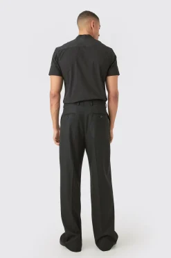 Short Sleeve Grandad Collar Slim Fit Shirt | BoohooMAN UK