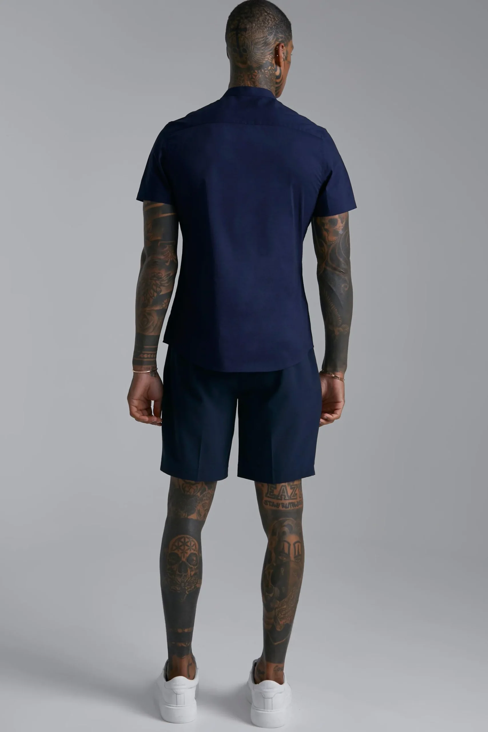 Short Sleeve Grandad Slim Fit Shirt | BoohooMAN UK