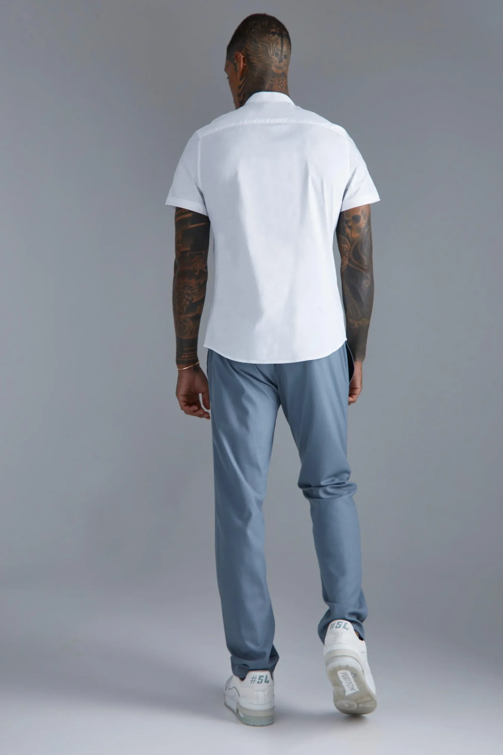 Short Sleeve Grandad Slim Shirt | BoohooMAN UK
