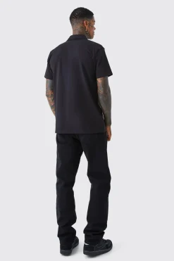 Short Sleeve Jersey Slim Fit Shirt | BoohooMAN UK