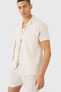 Short Sleeve Linen Cargo Shirt & Short Set | BoohooMAN UK