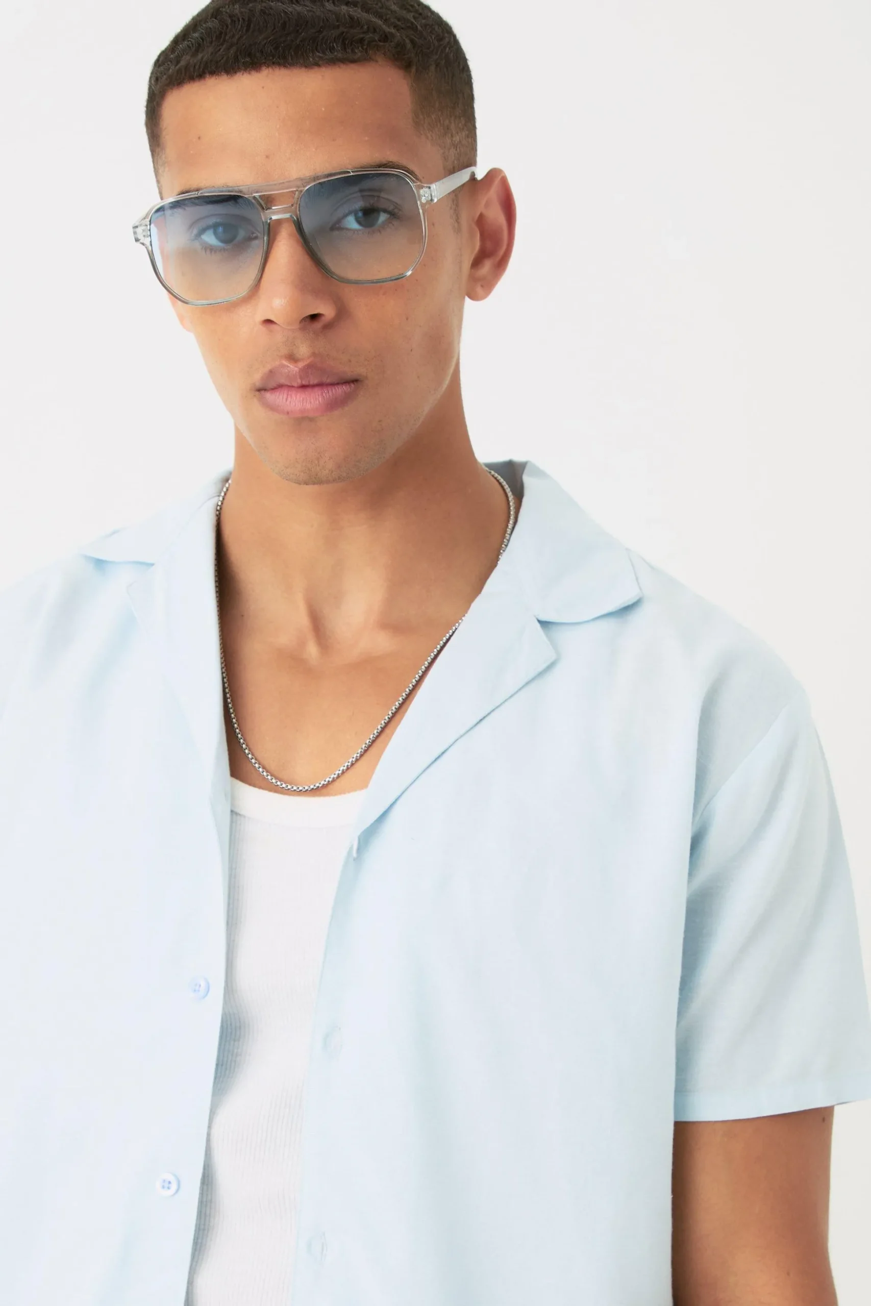 Short Sleeve Linen Shirt & Short Set | BoohooMAN UK