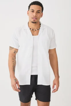 Short Sleeve Linen Shirt | BoohooMAN UK