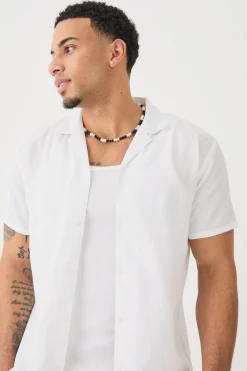 Short Sleeve Linen Shirt | BoohooMAN UK