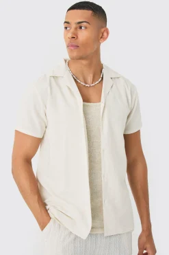 Short Sleeve Linen Shirt | BoohooMAN UK