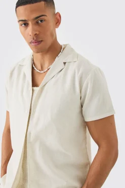 Short Sleeve Linen Shirt | BoohooMAN UK